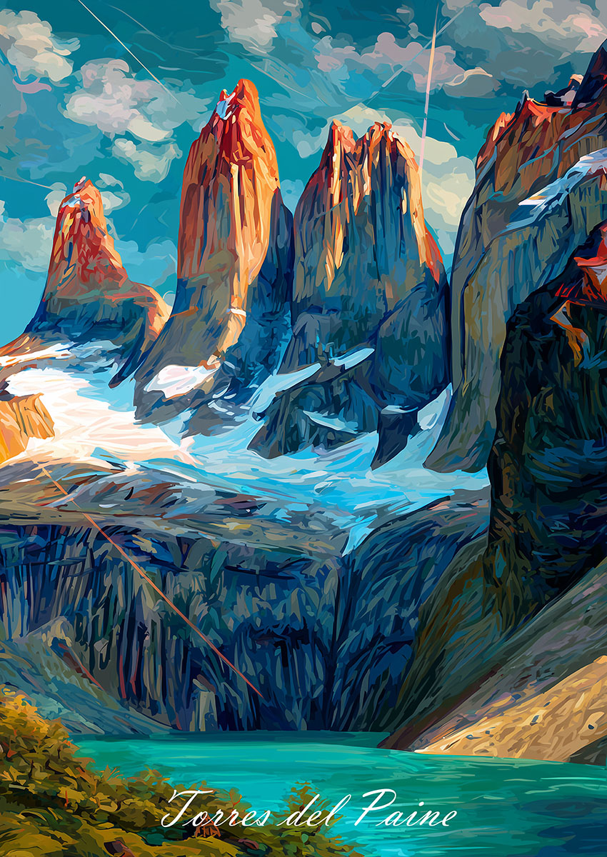 Torres del Paine Landscape Canvas Print & Poster Wall Art - AI PRINT LAB